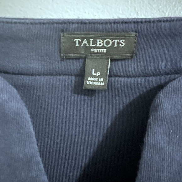 Talbots Petite Navy Blue Shift Slip On Dress Size L P Nautical Casual Minimal - Picture 4 of 6